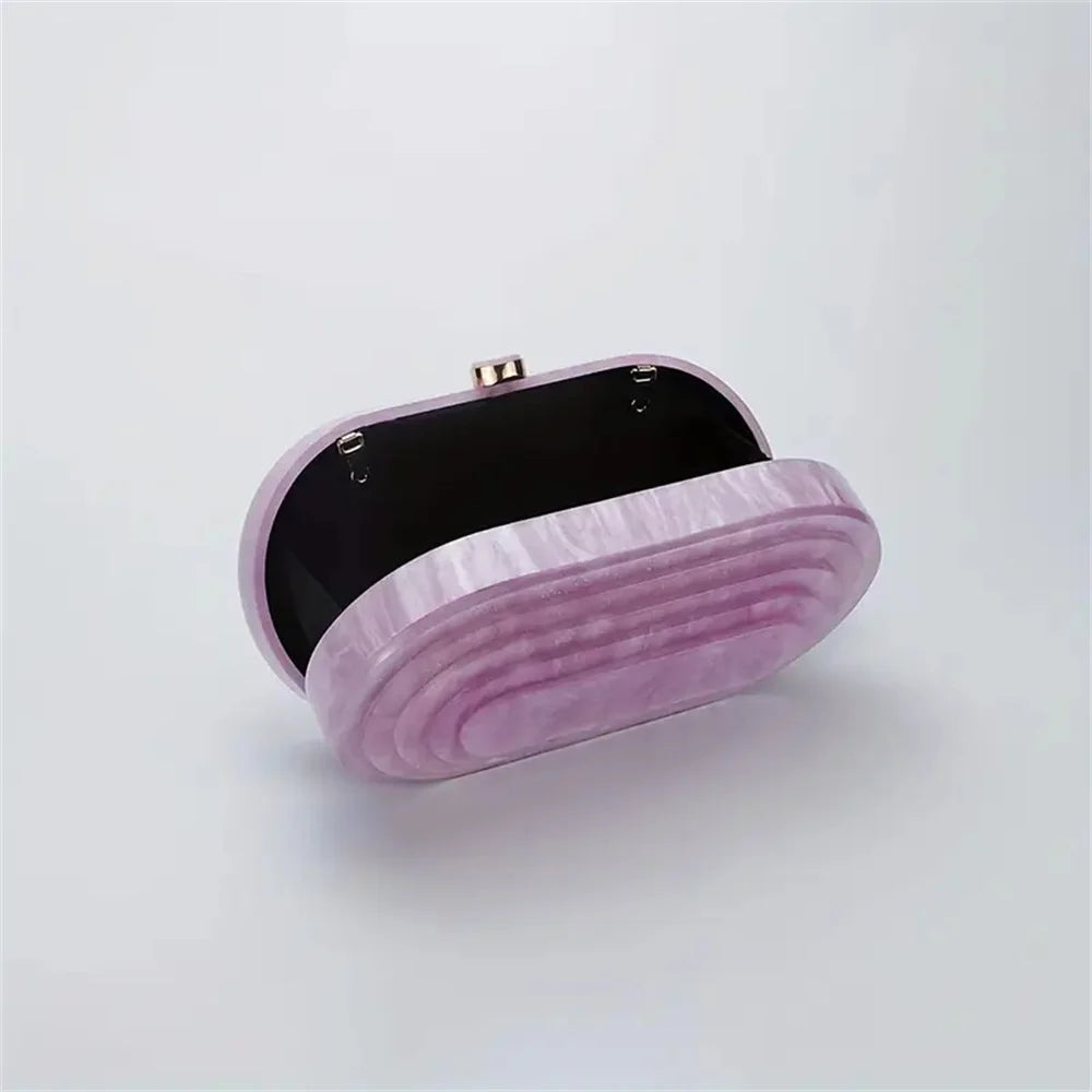 High Quality For Wedding Party Acrylic Box Evening Clutch Bags Women New Luxury Bride Rounded Rectangle Purses And Handbags