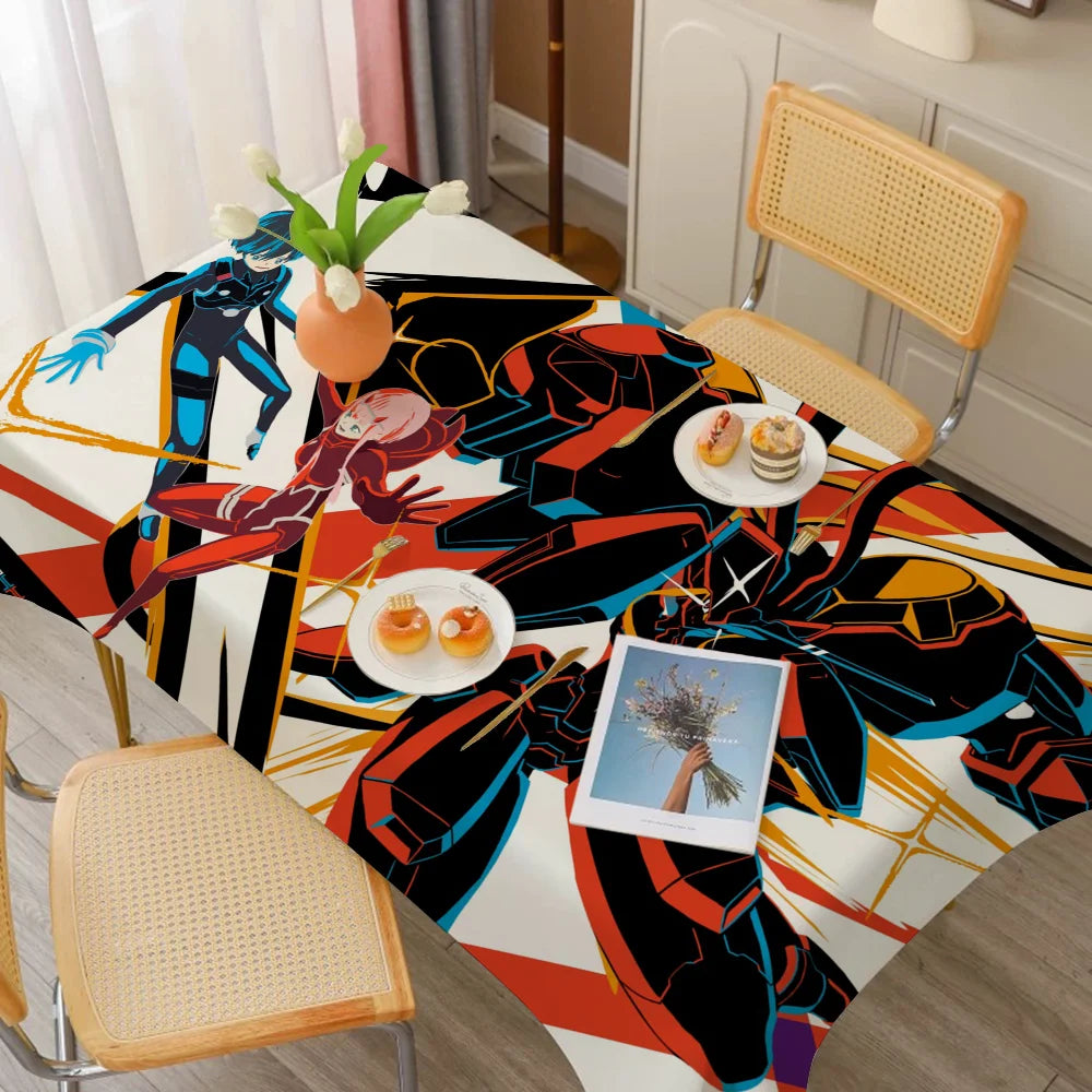 Z-Zero Two D-Darling In The Franxx Themed Polyester Tablecloths Cute Designs For Home Kitchens Dining Rooms Patios Tablecloth