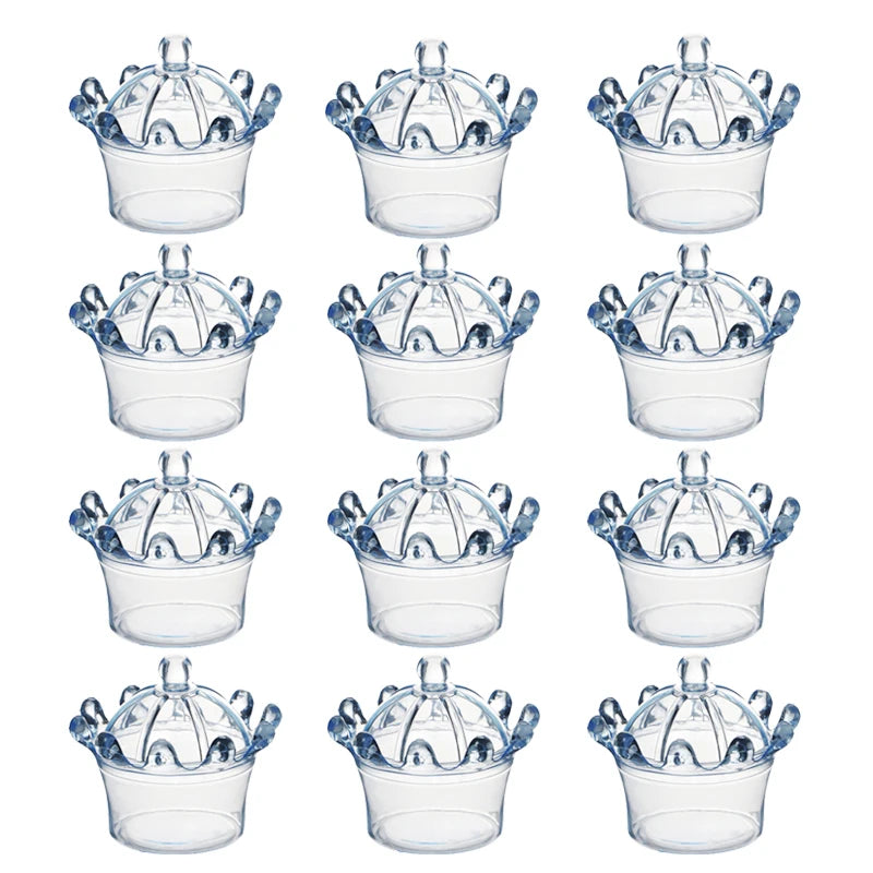12pcs/lot Crown Candy Box Transparent Chocolate Boxes Packing Box Bride Groom Wedding Decoration Birthday Party Favor Gifts