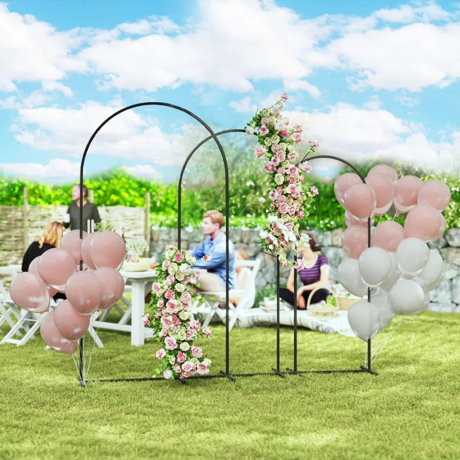 Metal Arch Backdrop Stand Set of 3 7 6.5 6 ft Wedding Arch Frame Balloon Backdrop Arch Stand Set for Birthday Party Bridal Sho