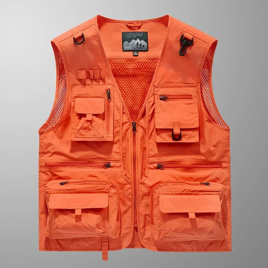 14 Pockets Summer New Men Us Work Hiking Fishing Vest Mens Photographer Waistcoat Mesh Cargo Sleeveless Jacket Tool Vest 7xl