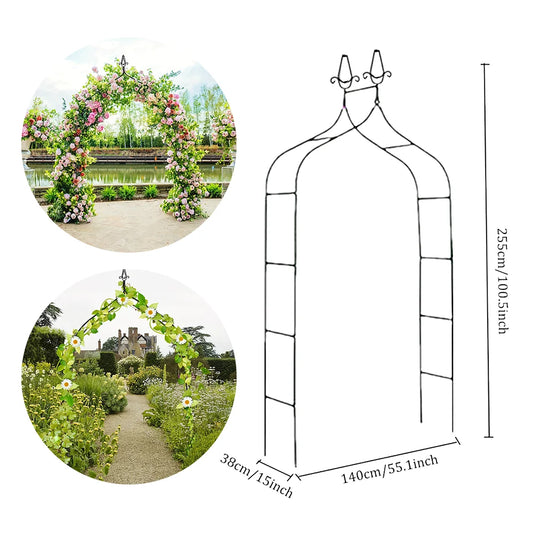 1pcs Metal Garden Arch Rose Arbor Climbing Plant Frame Balloons Archway Wedding Birthday Party Arch Stand Lawn Courtyard Decor