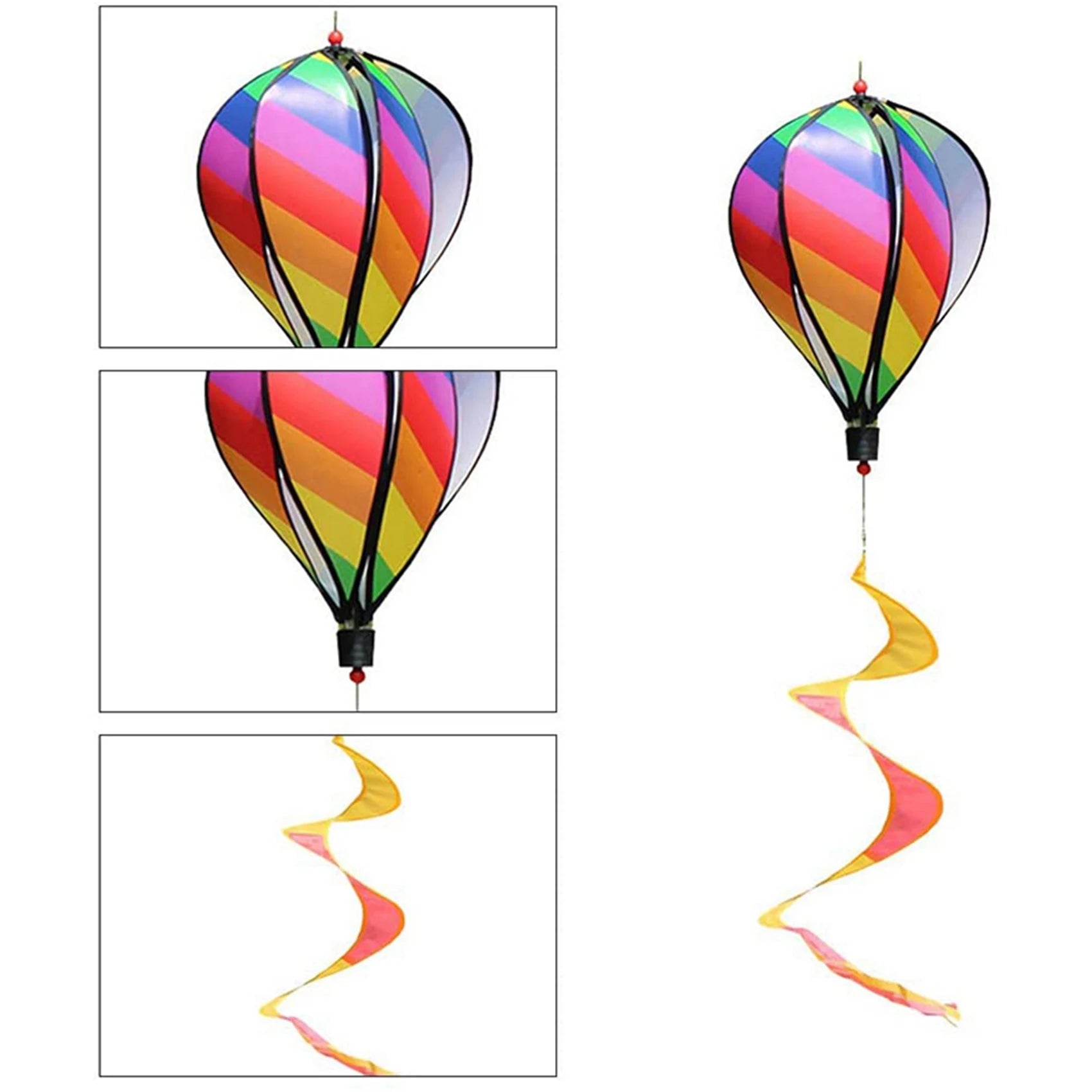 4PCS Balloon Wind Spinner Striped Windsock Balloon Yard Decor Spiral Balloon Windmill-ABQU