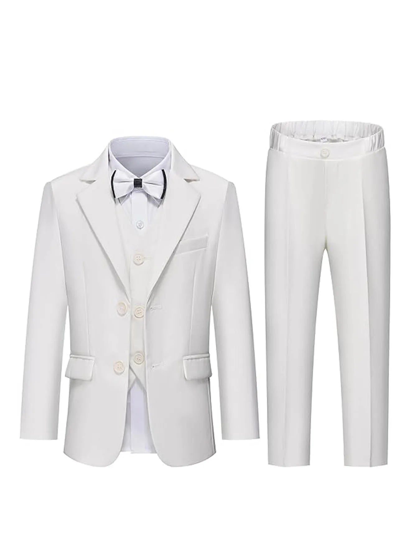 Boys 4Pieces/Set Jacket Vest Pants Bowtie Wedding Suit Little Boys Birthday Party Dress Children Host Piano Performance Costume