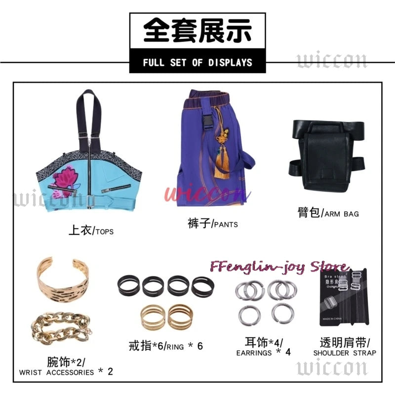 Huntrix Group Rumi Zoey Cosplay Anime Devil Hunters Mira Costume Coat Earrings Accessories Set Halloween Party Outfit for Woman