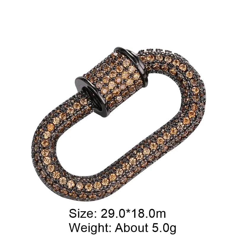JUYA Luxury Pave Zircon Carabiner Clasps Spiral Lock Fastener Full Diamond Charms For DIY Fashion Jewelry Supplies Accessories