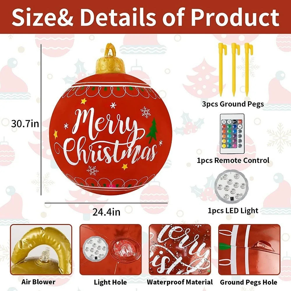Giant 80x60cm Inflatable Balloons Decoration Without Light LED Christmas Ball Without Battery DIY Venue Layout Ball Christmas