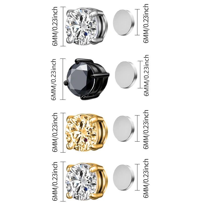 1Pair Fashion Crystal Magnetic Clip Ear Stud Non Piercing Earrings Fake Earring Gift for Men Women Jewelry