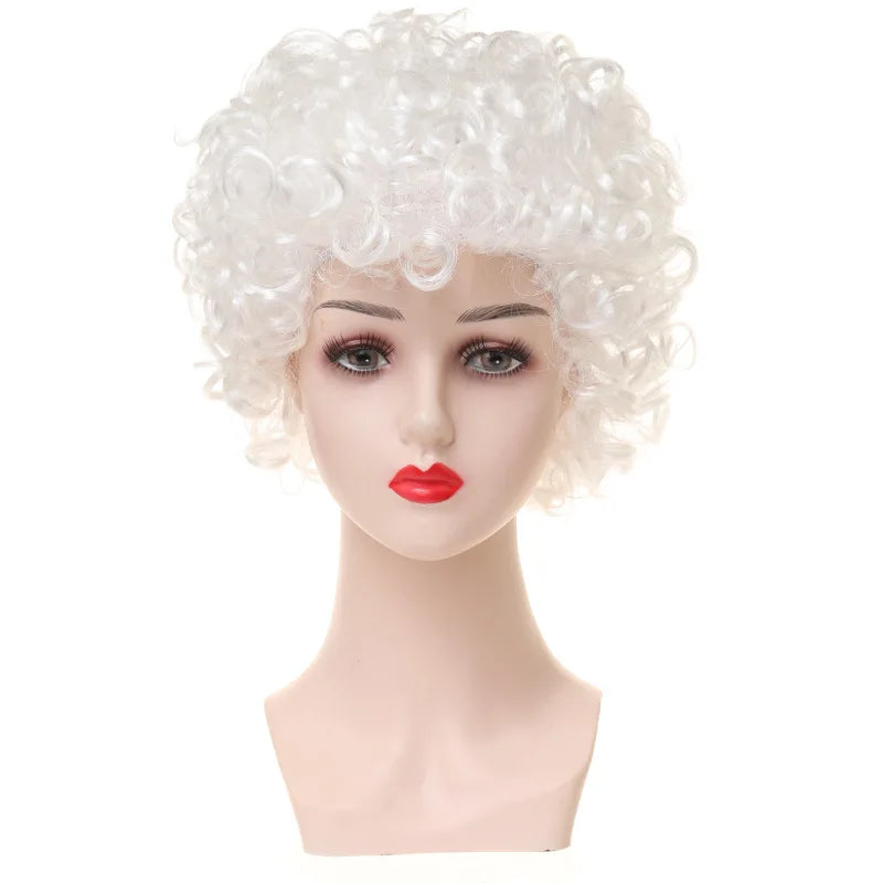 Halloween Granny Granny Grey Wig Grandpa Hair Granny Chartered Woman Curling Iron Wig Set