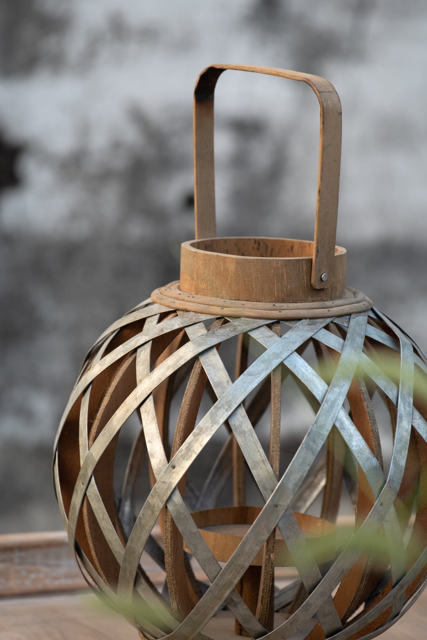 Silver Iron Cage Garden Lantern with Glass Votive Holder, 12.8 in