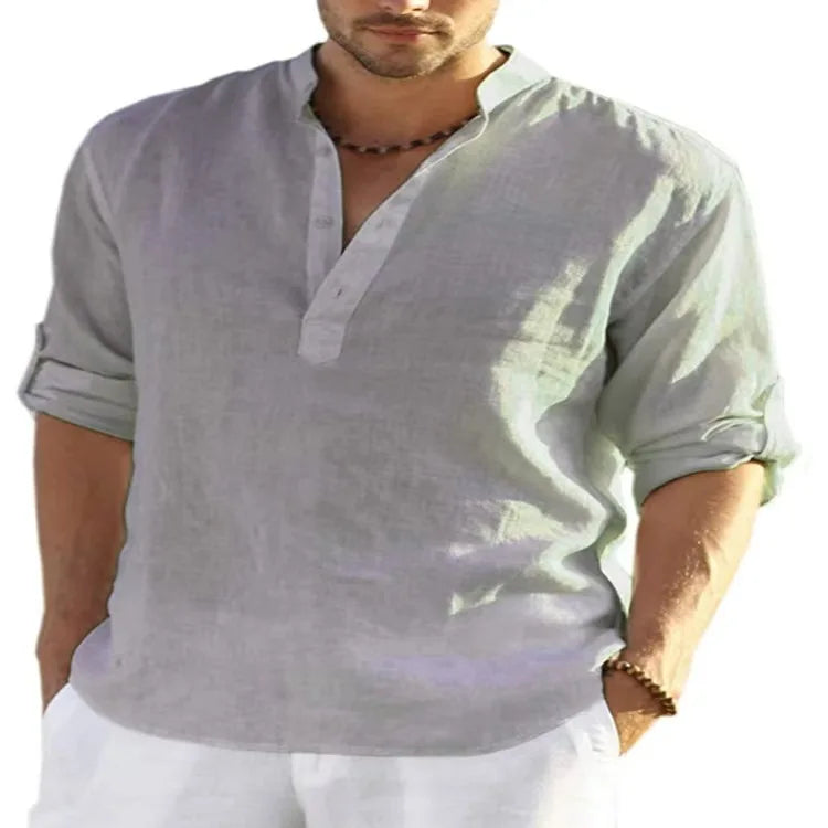Men's Casual Fashion Long Sleeve Linen Shirt Stylish Comfortable Breathable Men's Clothing