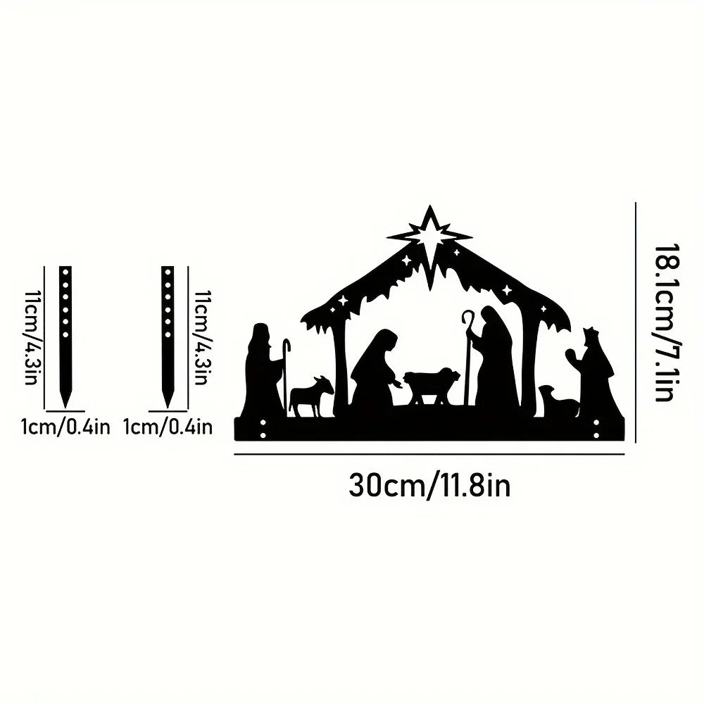 Outdoor Sacred Night Nativity Metal Projection Ornament Christmas Eve Décor Perfect Garden Party Ambiance and Festive Atmosphere