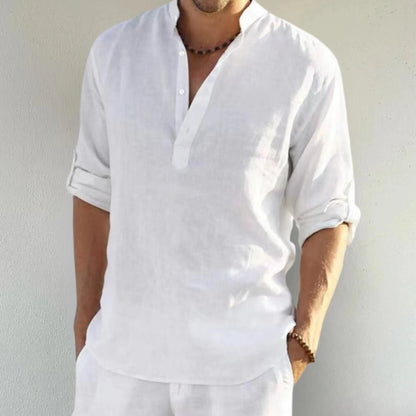 Men's Casual Fashion Long Sleeve Linen Shirt Stylish Comfortable Breathable Men's Clothing