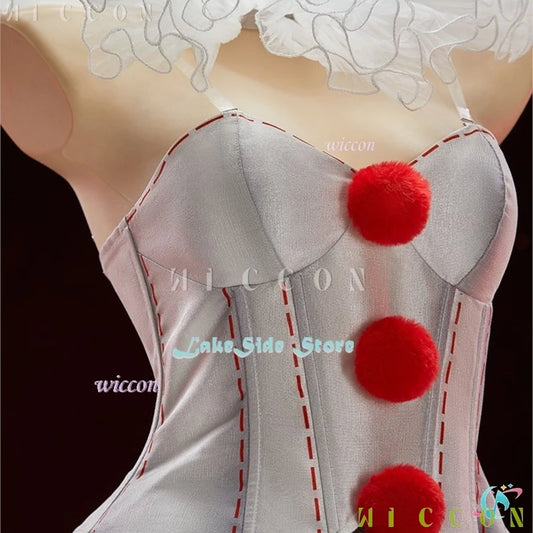 Halloween Movie Clown Pennywise Dress Cosplay Costume Wig Genderswap Horror Scary Sexy Dress Up Women Carnival Party Outfit