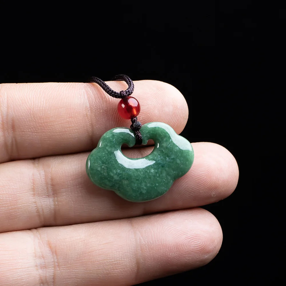 Natural Myanmar Jadeite Ruyi Pendant Necklace Fashion Carved Amulet Real Jade Jewelry Designer Accessories Gifts for Women
