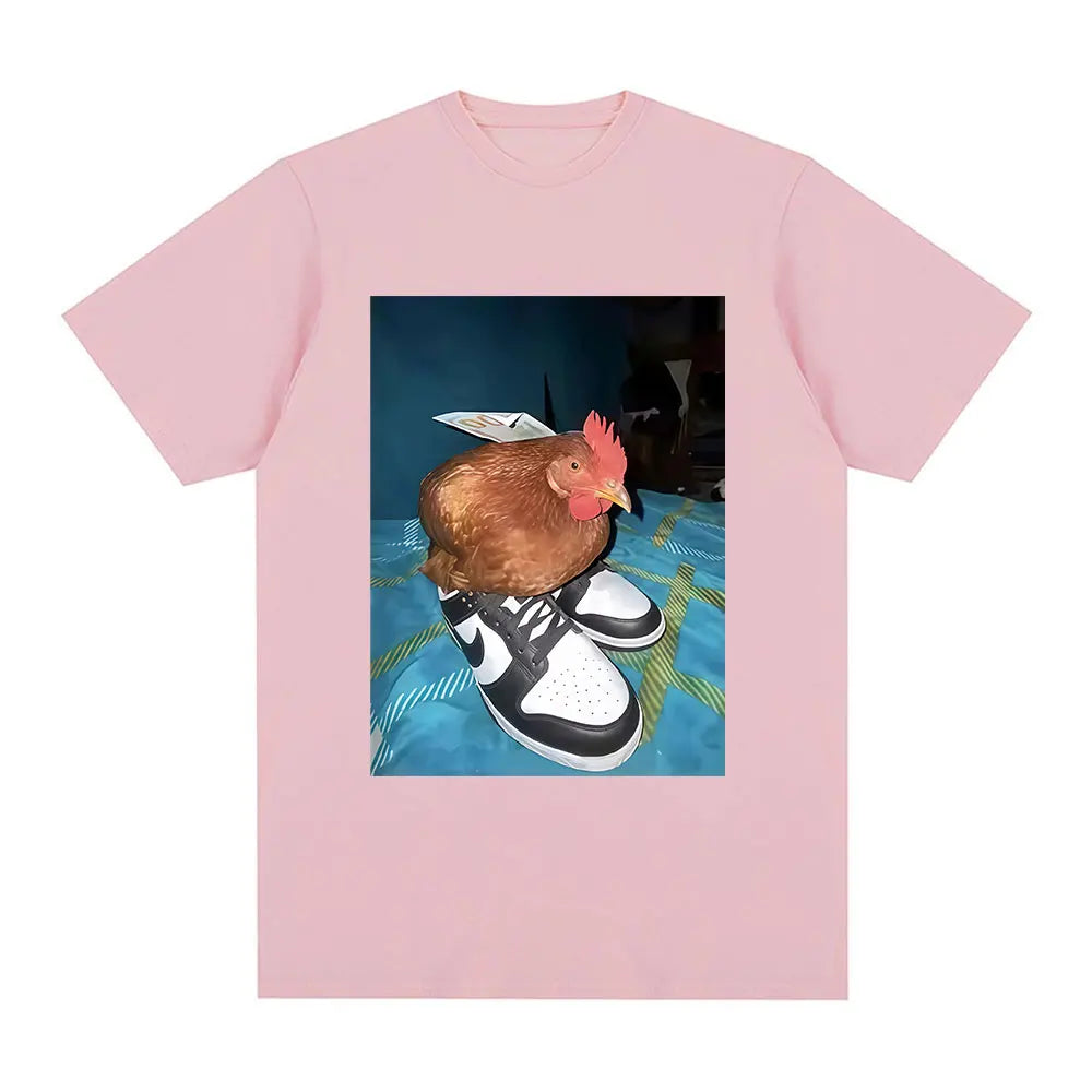 Funny Dripped Out Chicken T Shirt Men Women Chicken with Shoes Print T-shirts Harajuku Fashion Short Sleeve Tee Shirt Streetwear