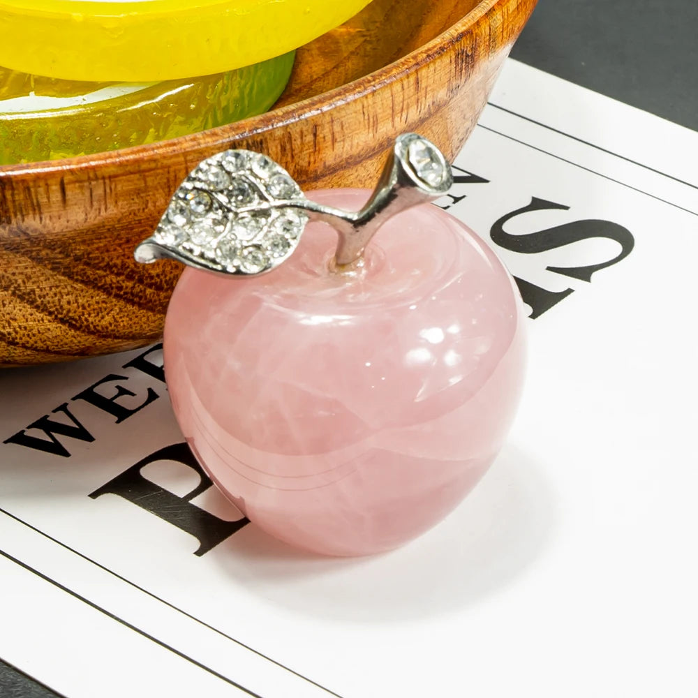 Natural Crystal Apple Jewelry Quartz Home Decoration Christmas Gift 15 Colors Healing Spirit Lucky Halo Desktop Ornament