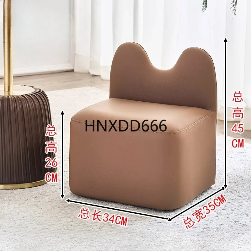 household high-end living room luxury shoe change stool with backrest footstool sofa hair stool