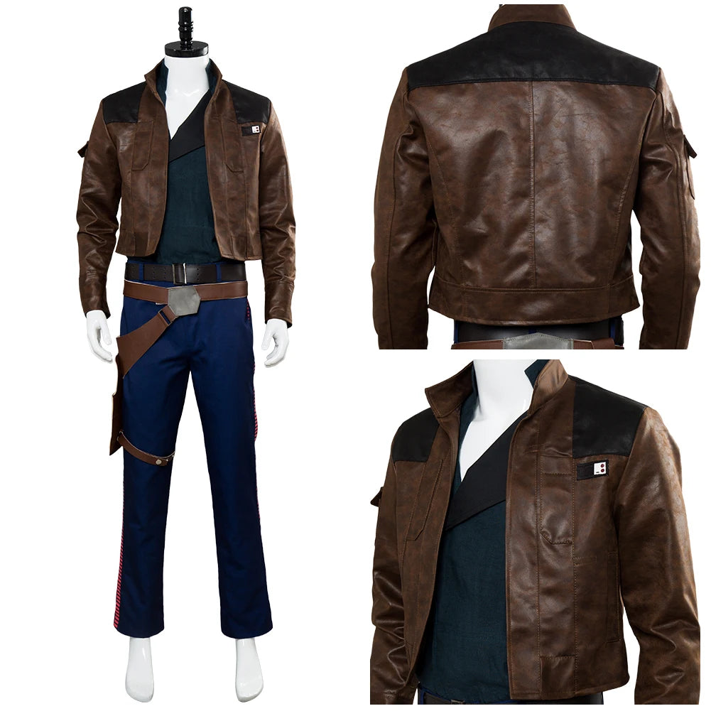 Movie Space Battle TV Fantasy Han Solo Vest Costume Men Roleplay Coat Pants Holster Belt Outfits Halloween Carnival Party Suits
