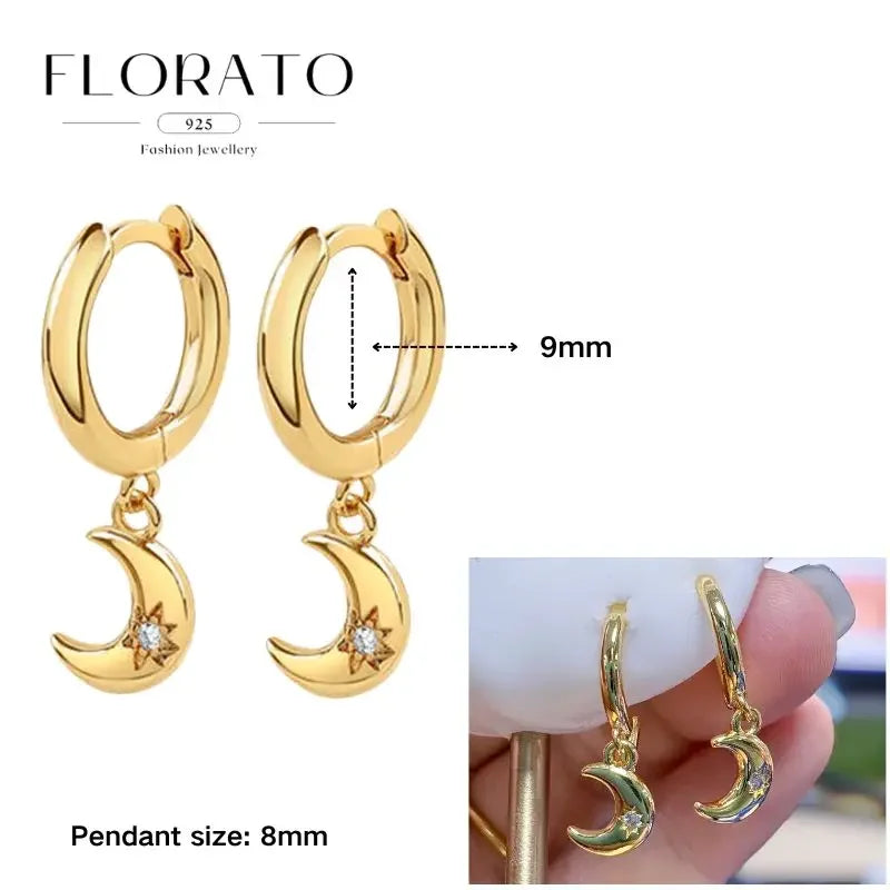 925 Sterling Silver Ear needle European And American Style Hoop Earrings Round square Pendientes Fashion For Women Birthday Gift