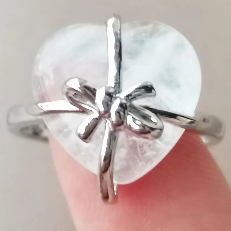Blue Sand Heart Bead Ring PWB1093