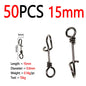 Bimoo 50pcs Stainless Steel Quick Lock Snap Spring Clamp Buckle Streamer Lure Drop Rigs Connector  Saltwater Fishing Accessories