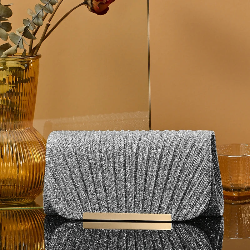 Wedding Bride Dinner Purse for Women Banquet Silver Clutch Bag Fashion Ladies Shinny Rhinestone Evening Bag
