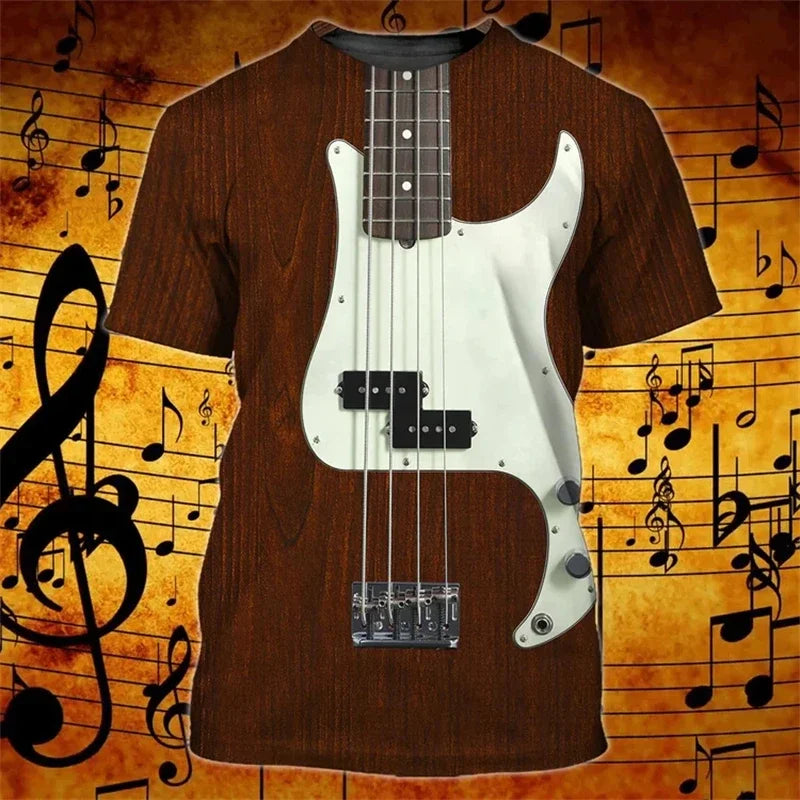 1 Piece Custom Your Picture Music Tshirts Guitar Pattern 3D Print T-Shirt Men Women Fashion  Tops Kids Boys Tees Male Clothing R