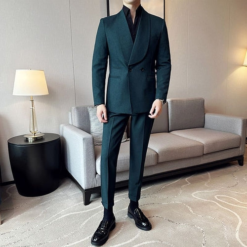 RoyalElite™ Men's Suit – Double-Breasted Business Elegance