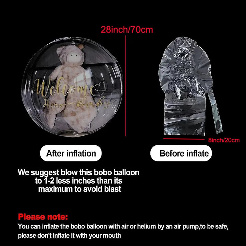 1Pc 28inch Wide Neck Balloon for Stuffings Transparent Wide Mouth Bubble Ballon Toys Clothes Birthday GIft Globo Baby Shower Dec