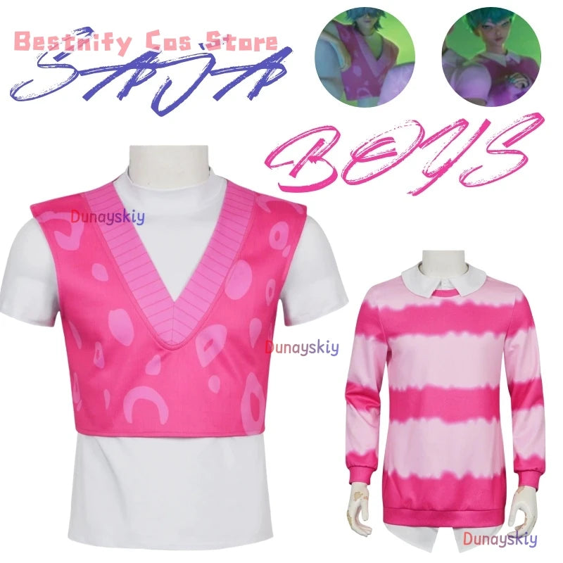 Sajaboys Cosplay Jinu Boy Group Anime Huntrix Movie Kpop Demon Handsome Vest Vampire Goth Punk Long Coat Korea Idol Halloween