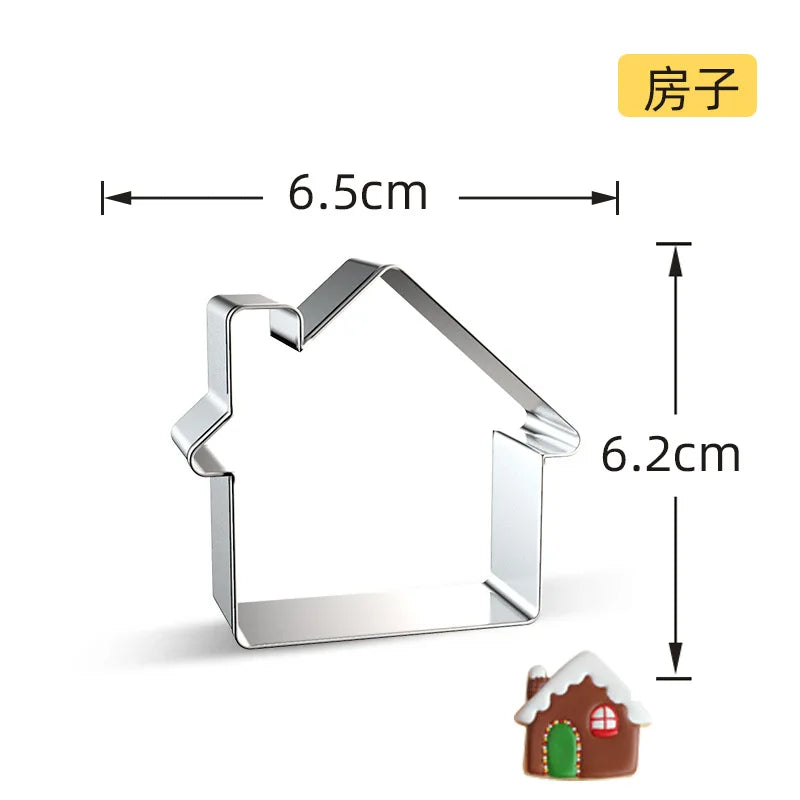 Christmas Cookie Cutter Stainless Steel Biscuit Mold Baking Tool Christmas Theme Snowflake Santa Claus Cake Biscuit Mould M542