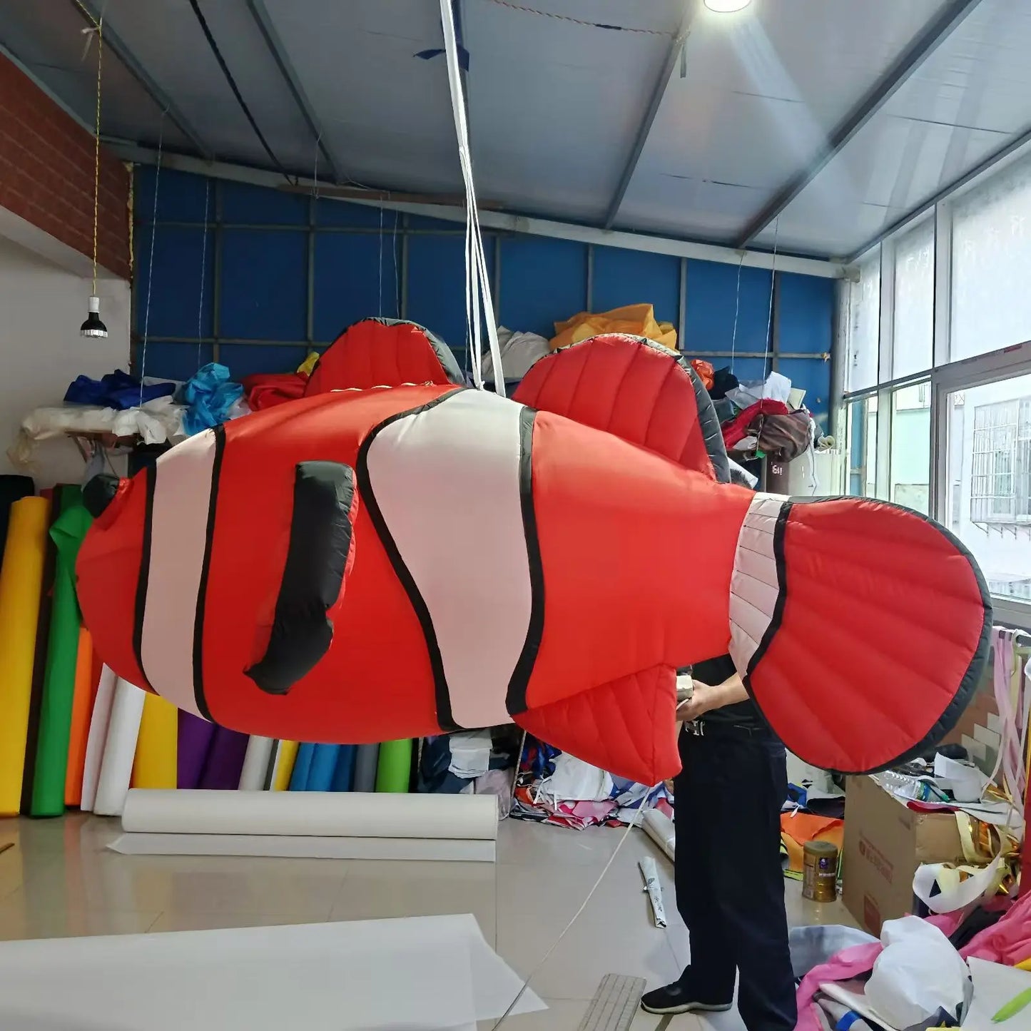 Hanging Large Inflatable Clownfish Sea Animal Model Air Blow Up Tropical Fish Balloon For Dining Room Ceiling Decoration