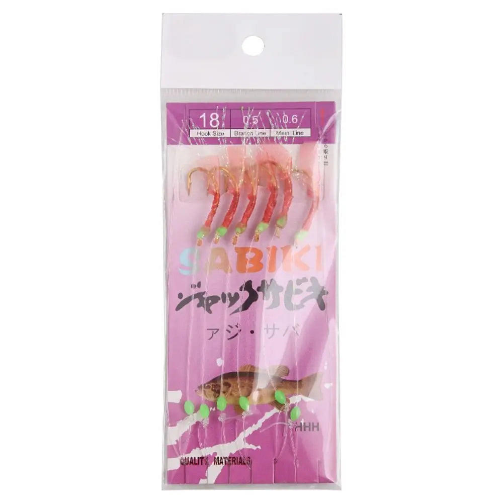 6pcs Luminous Bean Sabiki String Hook Rig Wobbler Rubber Bionic String Hook 10 Sizes Lure Bait Tackle for Sea/Freshwater Fishing