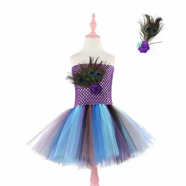 Cosplay Anime Peacock Princess Tutu Dress Girls Anime Cosplay Christmas Costume Happay Purim Birthday Party Dresses Hallowe 72th