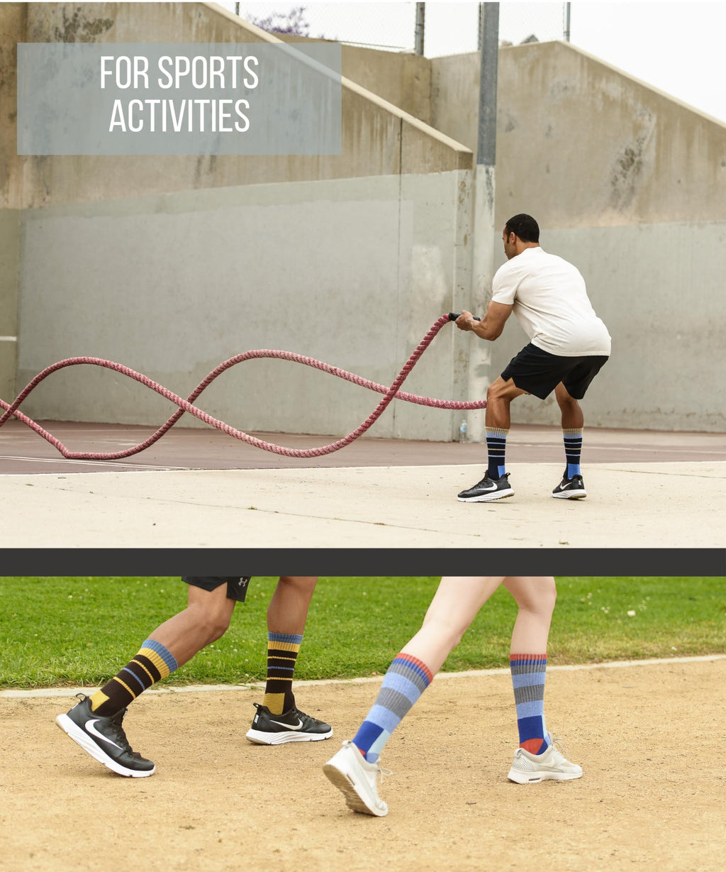 Wool Blend Minimalism Square Shapes Dress Socks - 3 Pairs