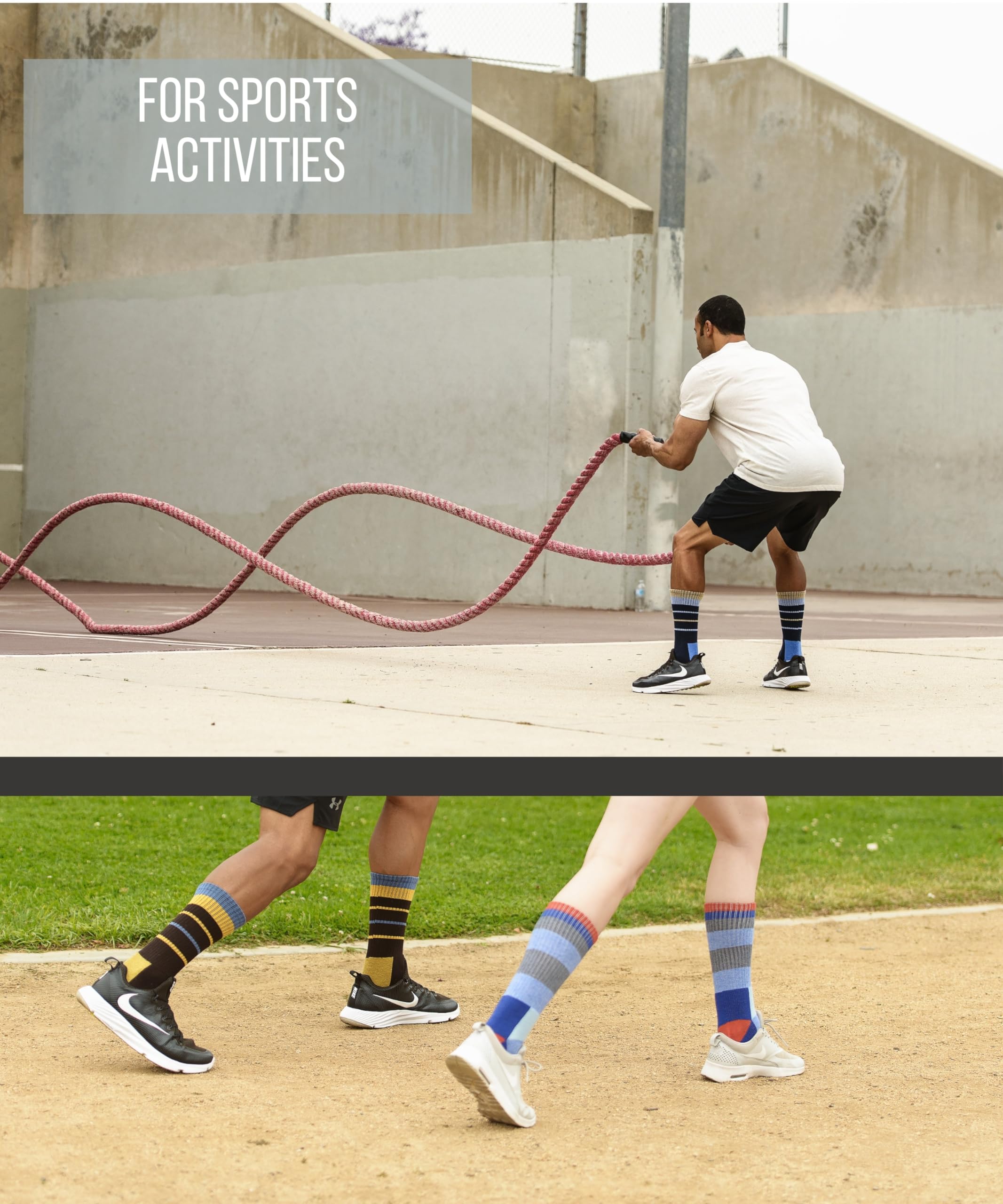 Wool Blend Minimalism Square Shapes Dress Socks - 3 Pairs