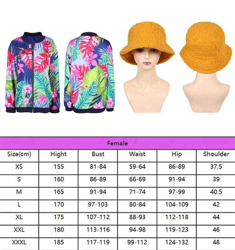 Kpop Demons Hunters Zoey Jacket Floral Adult Coat Hat Women Zip Up Baseball Cosplay Costume Halloween Carnival Party Suit