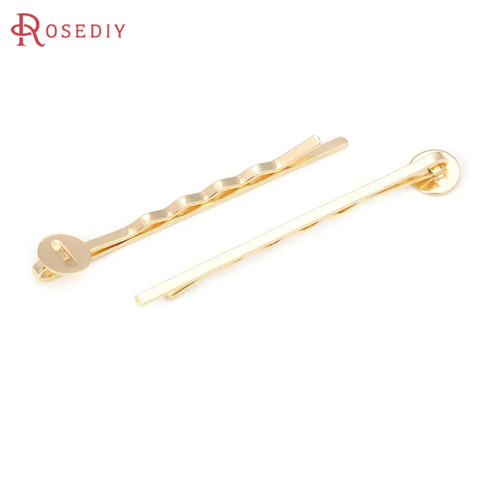 10PCS 18K Gold Color Iron with Pearl Beads Base 8MM 10MM Hair Jewelry Hair Clip Jewelry Making Supplies Accessories for Women