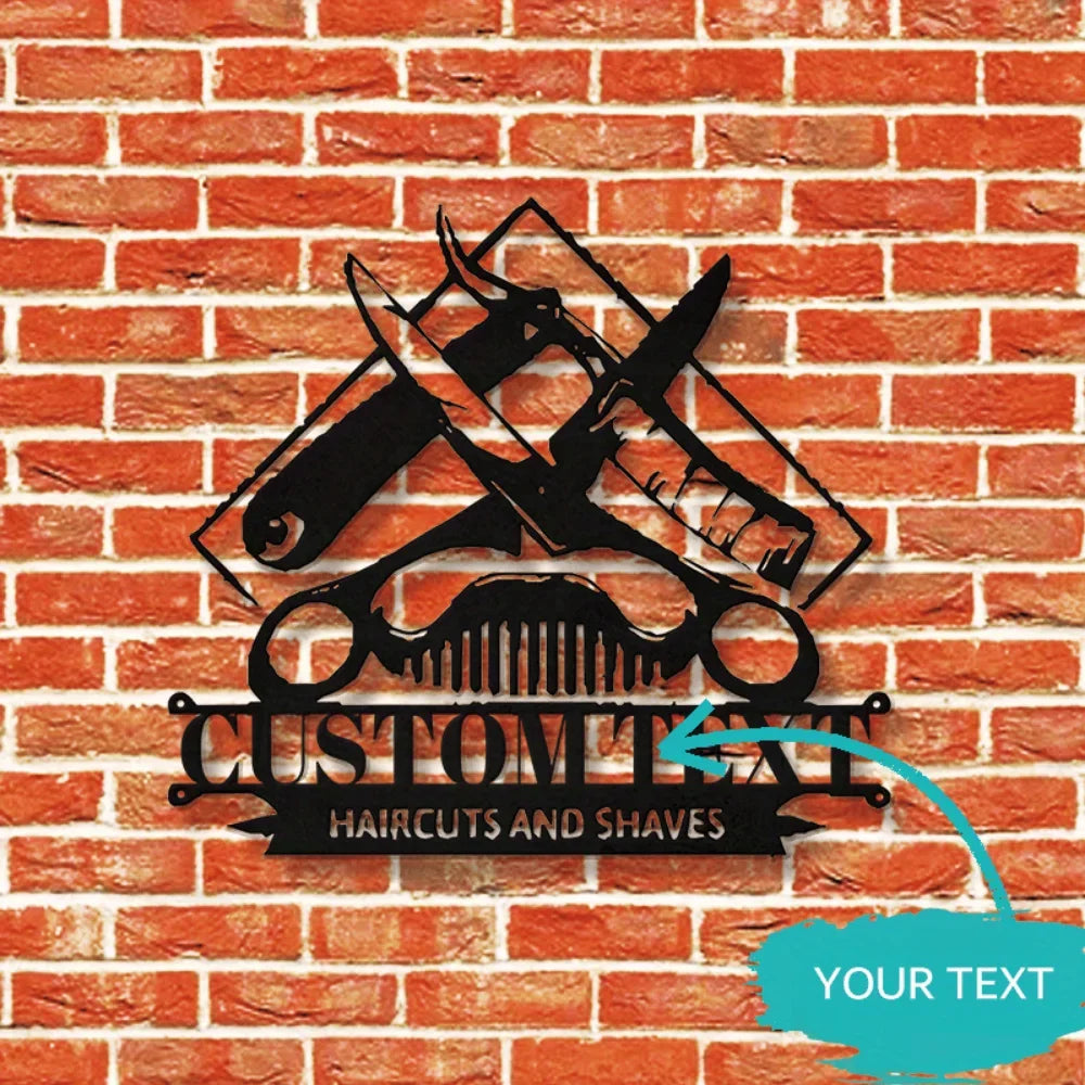 Iron Wall Hanging,Durable Power - Free Metal Custom Sign with Personalized Design for Barber Shops Modern Hanging Decor for Hair
