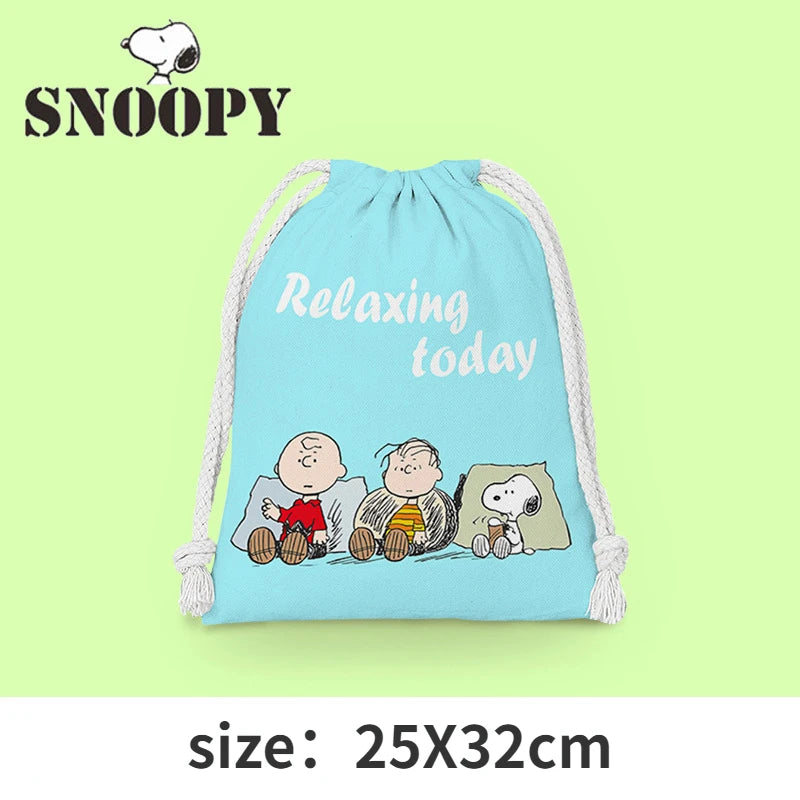 Snoopy Drawstring Bag Plush Pouch Travel Cosmetics Toiletries Jewelry Storage Bags Cartoon Children Christmas Candy Gift Handbag