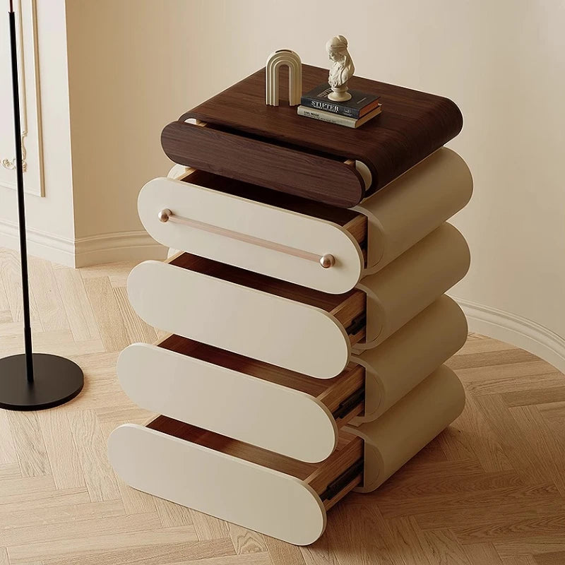 French Cream Style Storage Black Walnut Cabinet Home Furniture Drawer Type Showcase Locker Living Room Cabinets Storage Locker