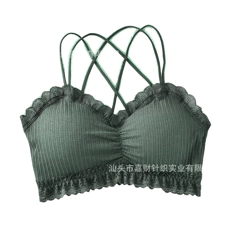 Sexy Bra Tube Top Lace Bralette Women Crop Top Female Sexy Lingerie Beauty Back Intimates Crop Top Seamless Padded Underwear