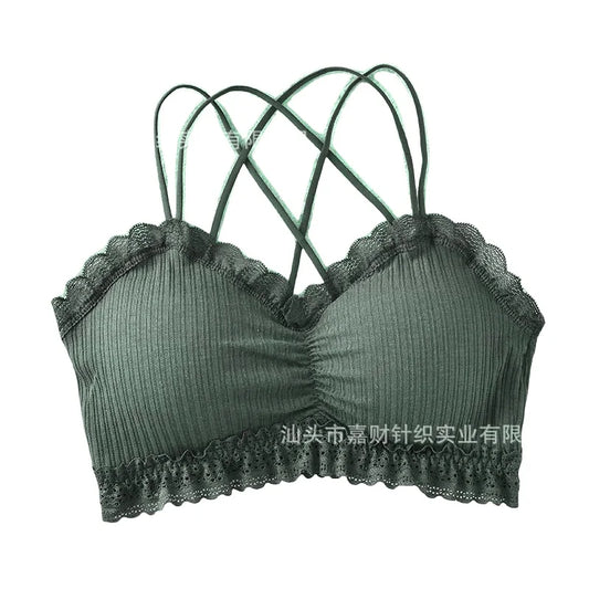 Sexy Bra Tube Top Lace Bralette Women Crop Top Female Sexy Lingerie Beauty Back Intimates Crop Top Seamless Padded Underwear
