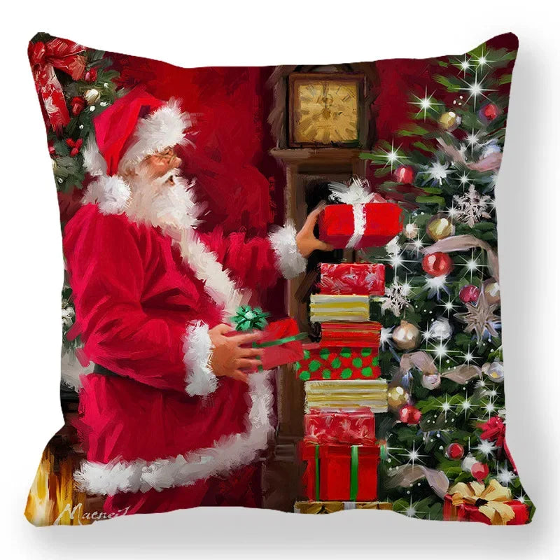 Christmas Decoration Pillowcase Santa Claus Snowman Deer Cushion Cover Home Sofa Chair