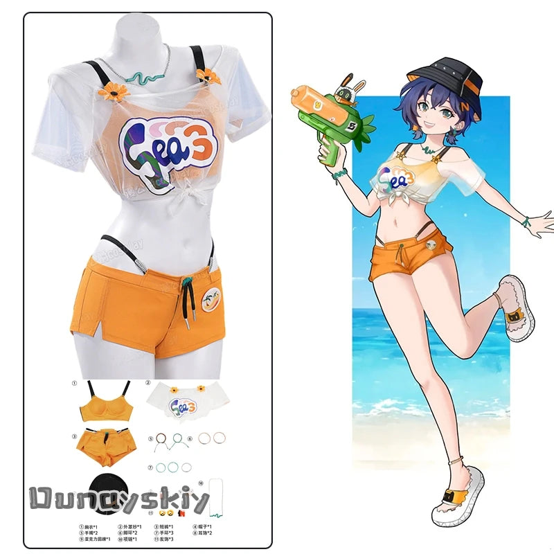 Zenless Zone Zero Belle Cosplay Costume zzz Belle Swimsuit Summer Outfit Hat Shorts Bikini Girls Disguise for Adult Women xs-2xl