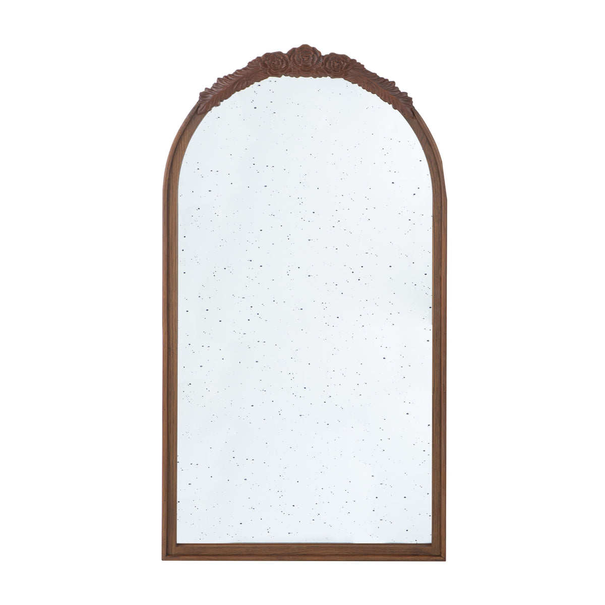 Hand-Carved Rose Arched Wall Mirror, Available in 2 Colors