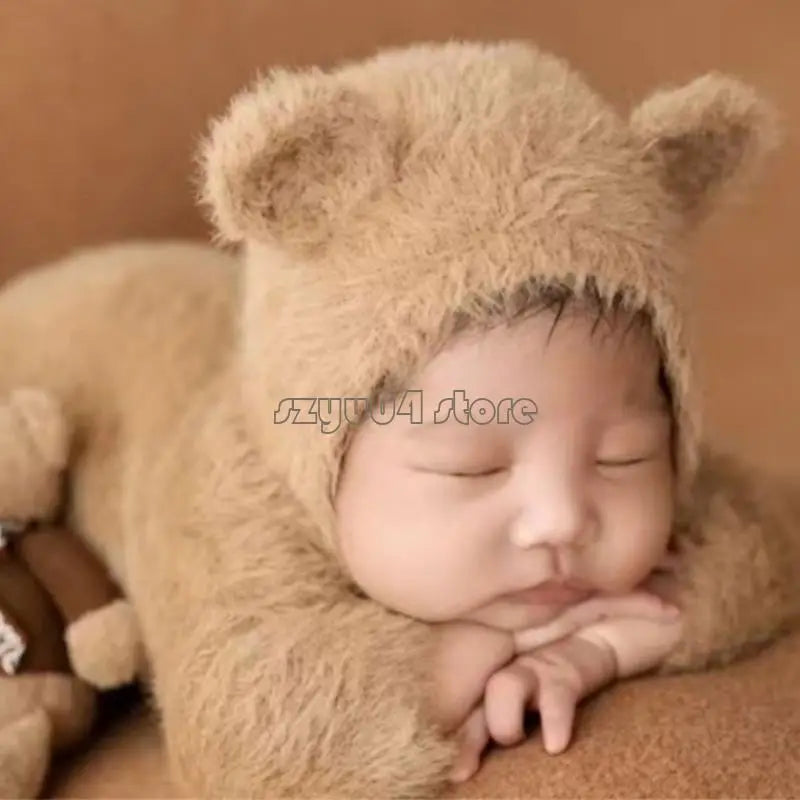 4X7D Photo Clothes Photography Costume Bear Outfit & Hat for Baby