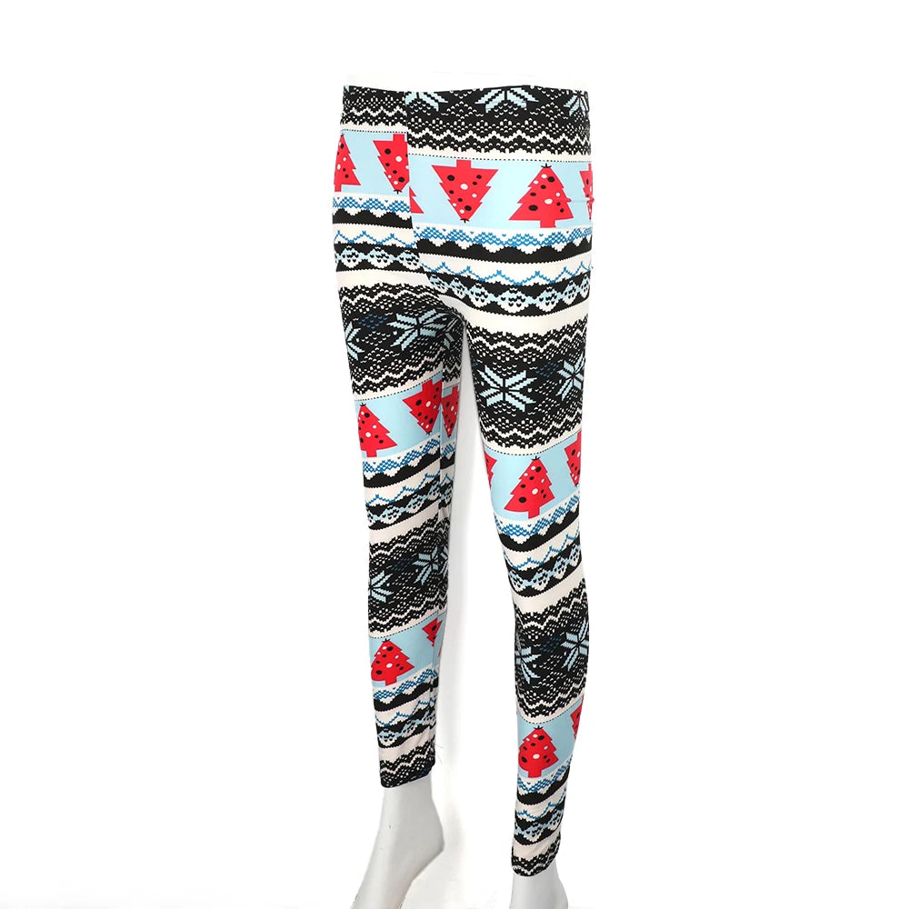 Christmas Women's Leggings Pants Snowflake Elk Printed High Waist Skinny Trouser Fitness Stretch Pants Christmas Party Clothes
