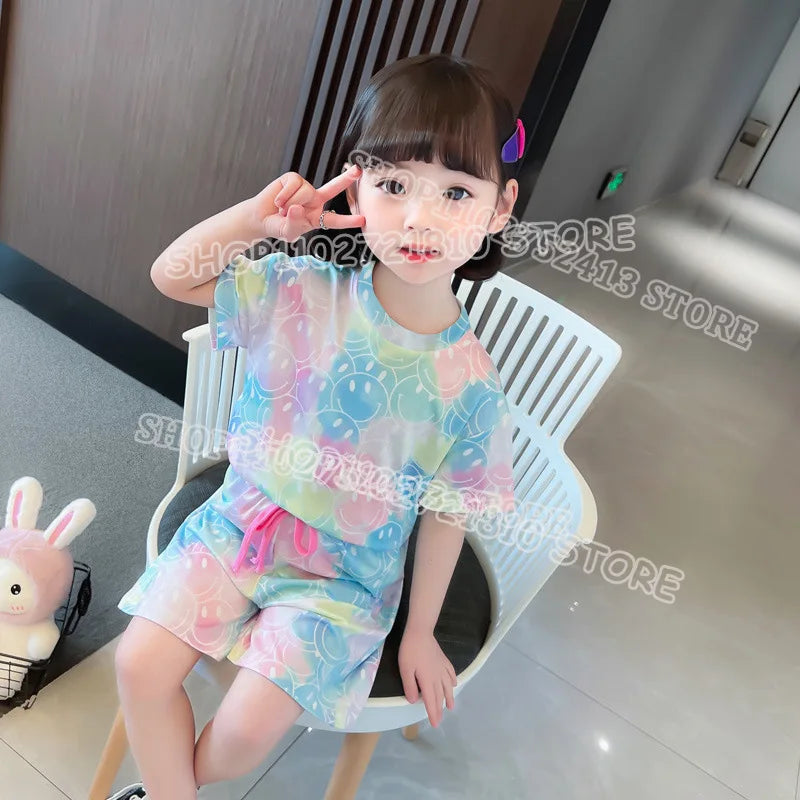 2pcs Gabby Dollhouse Sets Summer Breathable Sweat Absorbent Kids Clothes Baby Girls Kawaii anime Smile Short Sleeve Thin Suit